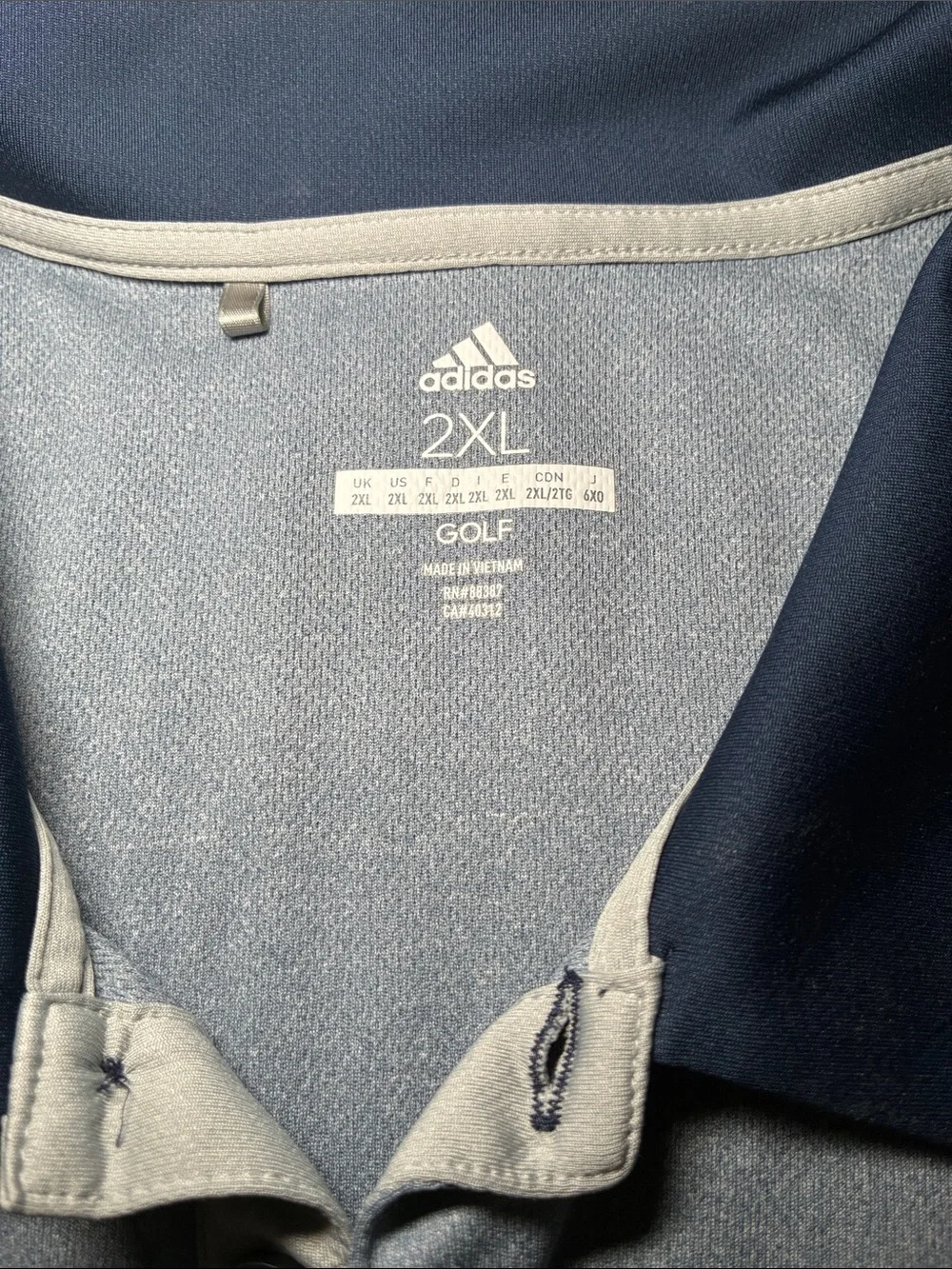 adidas Men’s Navy and Light blue Colorblock Polo